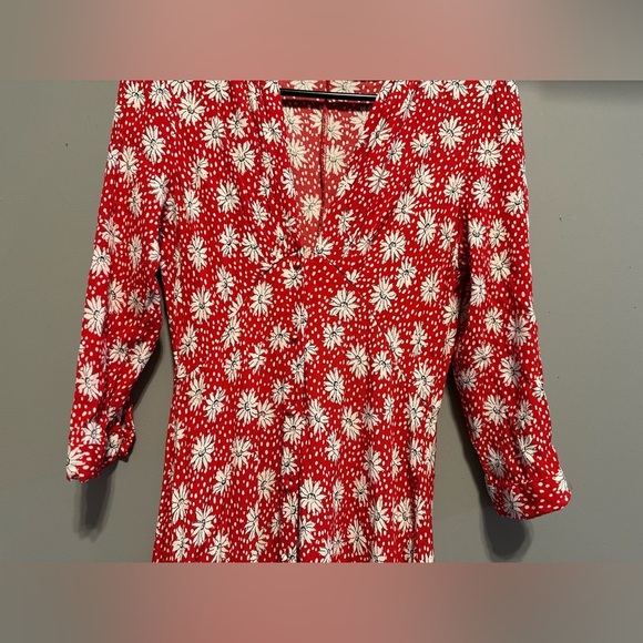 Zara - Red and White Long Sleeve Wrap Sundress (Size S) - Picture 3 of 10